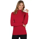 Rollkragenshirt TRIGEMA "TRIGEMA Langarm Ski- und Sport-Rollkragenpullover", Damen, Gr. XL, braun (kirsch), 100% Baumwolle (Bio-Baumwolle kbA), Basic, Langarm, Shirts