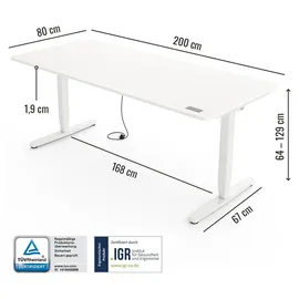 Yaasa Schreibtisch Desk Pro 200 x 80 cm Weiß/Weiß