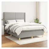 vidaXL Boxspringbett mit Matratze Hellgrau 140x200 cm Stoff