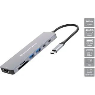 Conceptronic Dock USB-C->HDMI 2xUSB-A 2xUSB-C SD TF 0.25m