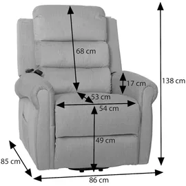 Mendler Fernsehsessel HWC-K63, Relaxsessel, Liegefunktion Aufstehhilfe Massage Heizfunktion, Stoff 220g/m2 Chenille ~ creme
