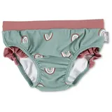 Sterntaler Badehose Regenbogen – UV-Schutz 50+ Schwimmhose Mädchen – Badehose mit Regenbogenmuster, Rüsche und Kordelzug – mit Windeleinsatz bis Größe 86/92 – steingrün, Größe 80 - 80