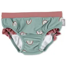 Sterntaler Badehose Regenbogen – UV-Schutz 50+ Schwimmhose Mädchen – Badehose mit Regenbogenmuster, Rüsche und Kordelzug – mit Windeleinsatz bis Größe 86/92 – steingrün, Größe 80 - 80