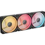 CORSAIR iCUE LINK LX120-R RGB 120mm PWM-Umkehrlüfter – Dreifach-Lüfter-Kit – Geräuscharm, CORSAIR Magnetische Kuppellagerung, Zwei Lichtschleifen, QuikTurnTM-Schrauben, Null-Drehzahl-Modus – Schwarz