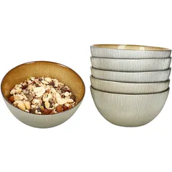6x Kairo Gold Müslischale 500ml Glas 6 Personen Dessert-Bowl Relief