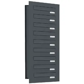 AL Briefkastensysteme 9er Briefkastenanlage RAL 7016 Anthrazit inkl. Zeitungsfach