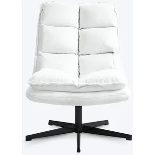 MEUBLE Cosy Sessel 360° Drehbar Einzelsofa Faltbar Loungesessel Relaxsessel mit Armlehne Design Drehsessel, Metallbeine, für Wohnzimmer Schlafzimmer, Weiß, 65x79.5x85cm