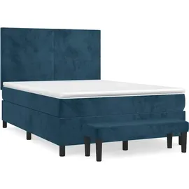 vidaXL Boxspringbett 140 x 190 cm Dunkelblau