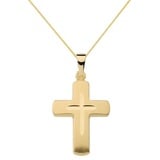 HOPLO Kreuzanhänger Anhänger Kreuz mit massiver Goldkette 1,1 mm 333-8 Karat Gold, Made in Germany 38 cm