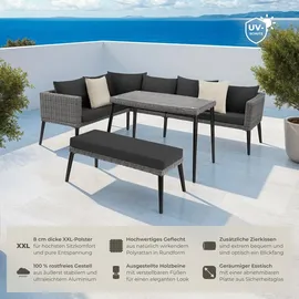 Tectake tectake® Rattan Lounge mit Aluminiumgestell hochwertiges Geflecht