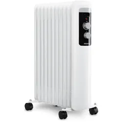 H.Koenig WARM110 Ölradiator, 3 Stufen, elektrisch, geringer Energieverbrauch, automatische Abschaltung, einstellbarer Thermostat, mobil, weiß, 2500W