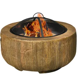 Outsunny Feuerstelle Metall, Magnesium-Oxid