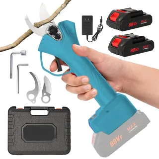 Professionelle Akku Astschere 21V Schnurlose Elektrische Gartenschere, 0-25mm Akku Astschere, mit 2 Stück Batterien Baumschere - Blau