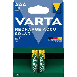 Varta NiMH AAA Micro 550mAh HR03 Akku für Solar Anwendungen - 2er Verpackung