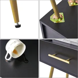luxuskollektion Nachttisch Mid-Century Modern mit Beinen Schwarz 2 Etagen Stauraum