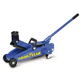 Goodyear 77468 Hydraulischer Rangierwagenheber 2 Tonnen, mit Fahrgestell und 360° Lenkrollen, Stahlrahmen und Stahlarm, Abnehmbare Hebelstange mit Gummigriff