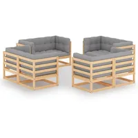 vidaXL Garten-Lounge-Set 8-tlg. Kiefer Massivholz grau