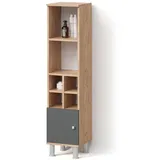 livinity® Midischrank, Anthrazit, Honigeiche, Holzwerkstoff, 7 Fächer, Quadratisch, 30x130.6x30 cm, Badezimmer, Badezimmerschränke, Midischränke