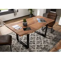 MASSIVMOEBEL24.DE Baumtisch Akazie 220x100x76 natur Beine anthrazit glänzend FREEFORM