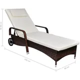 vidaXL Sonnenliege 198 x 66 x 98 cm braun/cremeweiß inkl. Rollen
