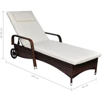 vidaXL Sonnenliege 198 x 66 x 98 cm braun/cremeweiß inkl. Rollen