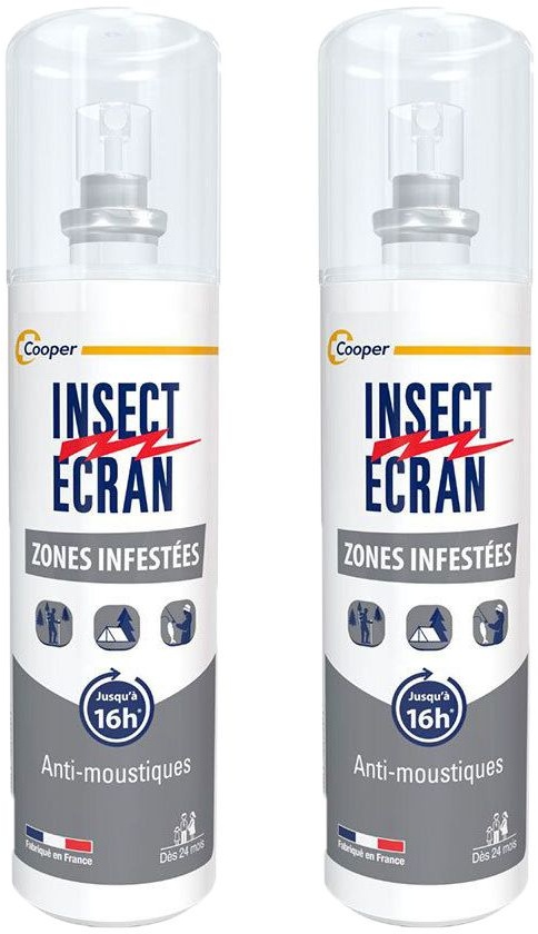 INSECT ÉCRAN Zones Infestées Répulsif peau 2x100 ml spray