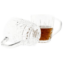 Almina Lara 6er-Gläser Set mit Henkel Teeglas Kaffeeglas Transparent mit Design
