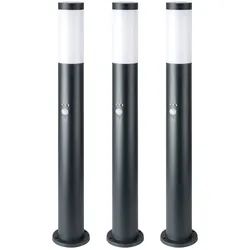3x Stehleuchte, Edelstahl, Bewegungsmelder, H 80