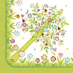 Mank Serviette Airlaid Insa, 40 x 40 cm, 50 Stück - Blumen Blüten Baum