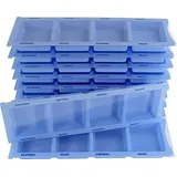 Medi-Inn Medikamentendispenser mit 4 Fächern, blau XL, 10 Stück, Tablettenbox für einen Tag, Pillenbox, Tagesdispenser
