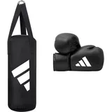 Adidas Unisex Jugend Junior Boxset, schwarz, Boxhandschuhe: 6 oz/Boxsack: 43 x 19 cm-6 kg