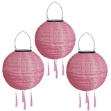 Yeehliny Solar Lampions Außen Wetterfest Solarlampiongs Outdoor Hängend Solar Lampion mit Quasten, 30cm Papierlaterner Aus Nylon, Solar Laterne Solarlampen für Außen Garten Balkon (3pcs/Rosa)