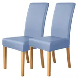Esszimmer Stuhlhussen Elastischem PU-Leder 2er-/4er-/6er-Set,Einfarbige Wasserdichte Stuhlhussen für Esszimmerstühle,Universelle Stuhlschutzbezüge für Restaurants Küchen und Hotels(Gray Blue,2 Set)