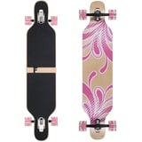 Flex3 bis 68kg - Camber Longboard (Flex3 bis 68kg, pink Blume LED - Ahornholz)