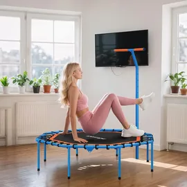 sportnow Fitness Trampolin klappbar 128 cm Blau/Orange