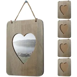 5er-Set Bilderrahmen Kranj, Fotorahmen Holzrahmen Wand-Rahmen Set, Shabby-Look Landhaus, Herz