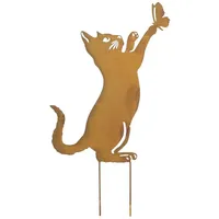 Frank Flechtwaren Gartenstecker Katze mit Schmetterling, FF-770826
