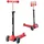 Vevor Scooter (3 Räder) ab 3 Jahren, Cityroller Kinderroller mit leuchtenden Rädern & höhenverstellbarem Lenker & rutschfestem Deck & leichtem Aluminiumrahmen, Tretroller bis zu 75 kg, Rot