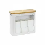 Relaxdays Toilettenpapier Aufbewahrung 12 Rollen, Weiß,Hellbraun