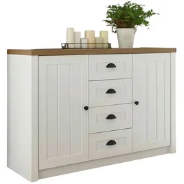 furn.design Sideboard 130 x 88 cm Weiß / Eiche