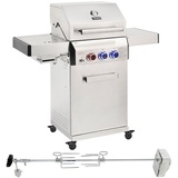 TAINO PLATINUM 2+1 Gasgrill Set mit Drehspieß Edelstahl Sear-Burner Grillwagen Set