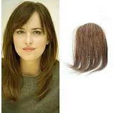 Luftseitiges Pony Clip In 100% Echthaar Pony Gerader Seitenknall Fransen Bang Haarverlängerungen(Hellbraun)