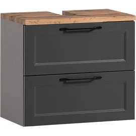 WELLTIME Waschbeckenunterschrank 2 Schubladen 60 x 55 cm Grau