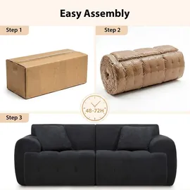 COMHOMA Sofa 2 Sitzer, 180 x 86 x 40 cm Bodensofa, Couch mit Rückenlehne, Kissen und Armlehne, Modernes Stoffsofa für Wohnzimmer, Wohnung, GRAU - Grau