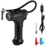 BlingBin Akku-Luftpumpe Elektrische Luftpumpe Fahrradpumpe mit LCD Bildschirm & LED Licht (1er Set, 1-tlg), 150PSI für Auto, Fahrrad, Motorrad, Basketball,Pool schwarz