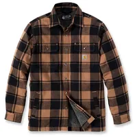 CARHARTT Flannel Sherpa, Textiljacke - Schwarz/Hellbraun - XXL