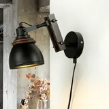 Licht-Erlebnisse Verstellbare Wandlampe Holz Metall E14 Retro Design