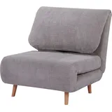 HOMCOM 2-in-1 Schlafsofa, Schlafsessel, verstellbar Klappmatratze, Gästebett, Klappbett, Cord-Optik für Schlafzimmer, Wohnzimmer, Hellgrau  Aosom