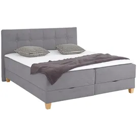 Home Affaire Boxbett HOME AFFAIRE "Lonrai", grau, B:188cm L:207cm, Komplettbetten, in H2,H3 & H4 und XXL - Überlänge 220cm wählbar, inkl. Topper