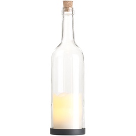 Lunartec Deko-Glasflasche mit LED-Kerze und beweglicher Flamme, Timer
